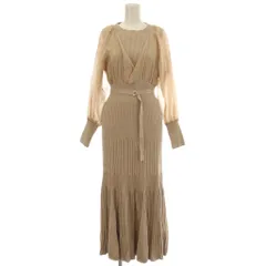 マーキュリーデュオ MERCURYDUO ニット ワンピース レイヤード ロング 長袖 S ベージュ /☆G