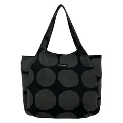 marimekko(マリメッコ) トートバッグ - ダークグレー×黒 ドット柄