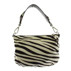 プラダ PRADA 三角プレート トライアングルロゴ ワンショルダーバッグ ハンドバッグ ゼブラ柄 ハラコ 黒 ブラック 白 ホワイト /AN11 ■OH