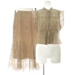 スナイデル SNIDEL 21SS セットアップ上下 コードレースブラウス ヘムフレアレーススカート ロング レースアップ インナー付 F ベージュピンク /MY ■OS