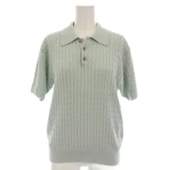スティーブンアラン Steven Alan COTTON CABLE KNIT PULLOVER ケーブルニット ポロシャツ カットソー 半袖 水色 ミントブルー 8213-119-0363 /YM