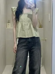 新品 フリル ノースリーブ ブラウス / フェミニン ノースリーブ シャツ