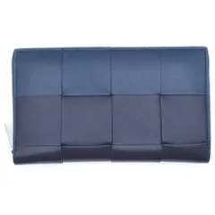 BOTTEGA VENETA (ボッテガヴェネタ) マキシイントレチャート カセット ジップアラウンド レザーロングウォレット 長財布 ネイビー/ブラック 748054V4SW23158