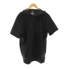 アディダス adidas 0 黒 Tシャツ 半袖 ハーフボタン フード /JP