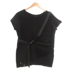 アウラアイラ AULA AILA 美品 Tシャツ カットソー 半袖 ワッフル生地 デニムドッキング 0 黒 ブラック /YJのサムネイル