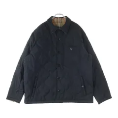 BURBERRY (バーバリー) ノバチェック総柄 ロゴ刺繍 リバーシブル キルティング 中綿 スナップボタン ジャケット ブラック/ベージュ 8049139