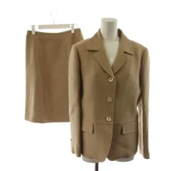 ポールスチュアート PAUL STUART スーツ セットアップ テーラードジャケット シングル タイトスカート ひざ丈 8 ベージュ /AN72