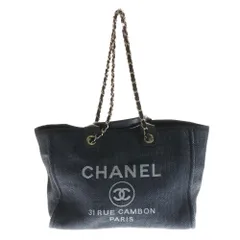 CHANEL (シャネル) ドーヴィル GM ココマークトートバッグ ハンドバッグ ブラック レザー ゴールド金具のサムネイル