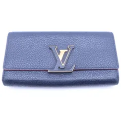 LOUIS VUITTON (ルイヴィトン) ポルトフォイユカプシーヌ マリーヌルージュ ロングウォレット 長財布 カードケース ネイビー×レッド レザー M63739 ゴールド金具