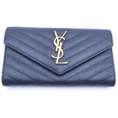 SAINT LAURENT PARIS (サンローランパリ) カサンドラ ロングウォレット 長財布 カードケース ネイビー レザー 372264 ゴールド金具