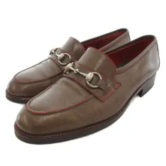 グッチ GUCCI ホースビットローファー 41.5 26.5cm シューズ ステッチ レザー 本革 茶 ブラウン /AE ☆AA★