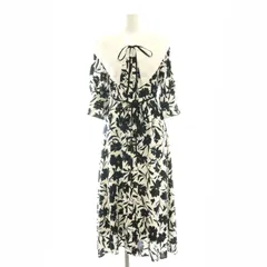 スナイデル SNIDEL 22AW ビッグカラープリントワンピース 七分袖 ロング丈 フラワー 花柄 総柄 付け襟 スクエアネック 00 S 低身長サイズ 黒 ブラック 白 ホワイト SWFO224076 /KO ■OS