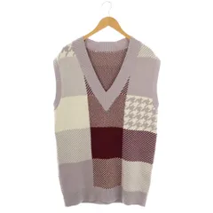 グレースクラス GRACE Class ブロックチェックニットベスト 36 パープル 紫 ボルドー /DF ■OS ■SH