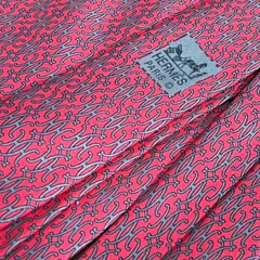 HERMES エルメス ネクタイ シルク ロゴモチーフ総柄 レッド