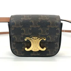 CELINE セリーヌ トリオンフ ミニクロード  トリオンフキャンバス＆カーフスキン ショルダーバッグ 10I512 レディース キャンバス レザー ブラウン 中古