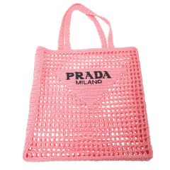 未使用 PRADA 海外ノベルティ ミニラフィア刺繍トートバッグ ミニカゴ