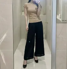 ゴージ モックネック ハイネック 半袖T ベージュ / スリムフィット デイリー Tシャツ