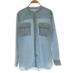 マッキントッシュフィロソフィー MACKINTOSH PHILOSOPHY ストライプバンドカラーシャツ 38 青 ブルー 白 ホワイト /SS ■OS