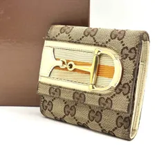 品格は手元に宿る✨　GUCCI　三つ折り財布 ホースビット シェリーライン GGキャンバス レザー　ホワイト