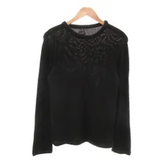 アルマーニ ジーンズ ARMANI JEANS ニット セーター M 黒 ブラック 長袖 ラウンドネック 透かし編み /NL ■GY61のサムネイル