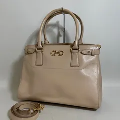 2602-294｜フェラガモ 2WAYバッグ レザー ピンクベージュ ガンチーニ