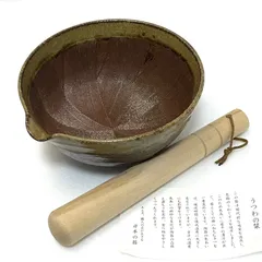◼︎未使用保管品◼︎【片口　すり鉢】駄知てつゆうすり鉢　すりこぎ付のサムネイル