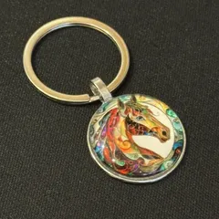 2026年干支【カラフル馬・お守りキーホルダー】成功・躍進｜ステンドグラス風