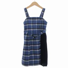 ベベ bebe ベルト付き プリーツ チェック 切替 ジャンパースカート 女の子 130 青系 /UO