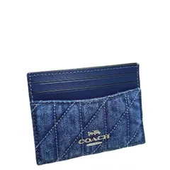 コーチ カードケース レディース COACH メンズ パスケース キルティング デニム スリム ID カード ケース CAT70 SV/DE デニム