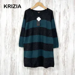 新品未使用 美品 EVEX by KRIZIA エヴェックスクリッツァ ボーダー ウールブレンド ロングスリーブ ニット チュニック ロングセーターのサムネイル