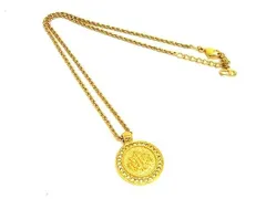 DIOR ディオール ネックレス ゴールド メタル レディース エンブレム ラインストーン 美品