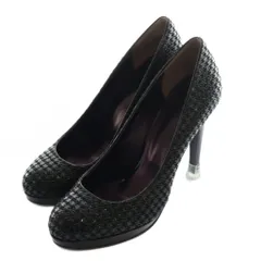 銀座かねまつ GINZA Kanematsu パンプス ピンヒール 千鳥柄 23.5cm 黒 ブラック /AQ ■OS