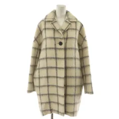 イネド INED ロングコート ウール 7 白 ホワイト グレー チェック柄 長袖 /RR