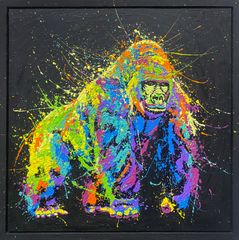 タ*ー様 TOMOYA原画100×100cm スプレーアート/チンパンジー抽象肖 タ*ー様 TOMOYA原画100×100cm スプレーアート/チンパンジー抽象肖