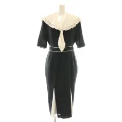 パメオポーズ PAMEO POSE Betty Dress セーラーカラー ワンピース ロング M ブラック ホワイト /DF ■OS