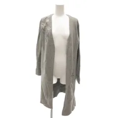 アプワイザーリッシェ Apuweiser-riche ノーカラーニットロングカーディガン ボタンレス 花柄刺繍 長袖 2 グレー /YJ ■GY58