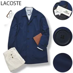 【新品】 タグ付き ラコステ LACOSTE メモリー素材 3WAY スプリングコート キルティング 中綿ベスト 付き ステンカラーコート 5 ブルー トラッド ビジカジ キレイめ メンズ