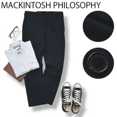 【極美品】 マッキントッシュフィロソフィー MACKINTOSH PHILOSOPHY トロッター エクストラソリッド トラウザー キャバリーツイル 40 ストライプ 紺 x 黒 メンズのサムネイル