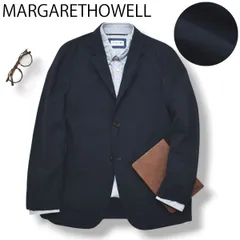 【上質】 マーガレットハウエル MARGARETHOWELL  コットン シルク テーラドジャケット 薄手 軽量 アウター S ネイビー トラシンプル キレイめ 普段使い メンズ
