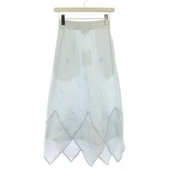 ガニー GANNI フレアスカート ロング レース 刺繍 32 水色 /BM ■MA