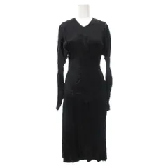 ヴィヴィアンウエストウッド Vivienne Westwood ANGLOMANIA アングロマニア タグ付き ワンピース Vネック ロング サテン 40 黒 ブラック 05101 14-01-582012 /UO ■GY18