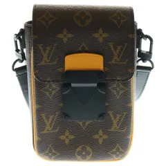 LOUIS VUITTON (ルイヴィトン) モノグラムマカサー Sロック ヴェルティカル ウェアラブルウォレット ショルダーストラップ ミニバッグ ブラック×ブラウン M82535 ブラック金具