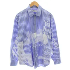 エムエスジーエム MSGM シャツ 長袖 ストライプ柄 総柄 プリント 42 水色 ライトブルー 白 ホワイト 2740ME12X /YTのサムネイル