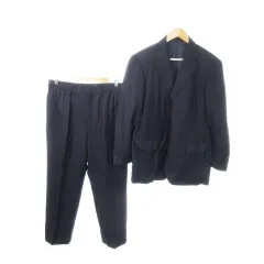 ポロ バイ ラルフローレン Polo by Ralph Lauren シングルスーツ セットアップ 2点セット テーラードジャケット 総裏地 スラックス ウール ストライプ B6 紺 ネイビー /MN10 ■GY44