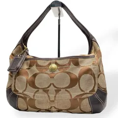 良品　COACH コーチ シグネチャー ホーボー ブラウン ワンショルダーバッグ