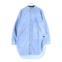 G-STAR RAW (ジースターロウ) STALT 3D LONG SHIRT ノーカラー デニム長袖シャツ ブルー