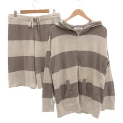 ジェラートピケオム GELATO PIQUE HOMME セットアップ ルームウエア ジップアップパーカー ハーフパンツ イージー F グレー ボーダー /GV ■GY53