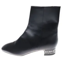 JILL STUART (ジル スチュアート) ヒールストーンデザイン サイドジップ レザー ブーツ レディース ブラック