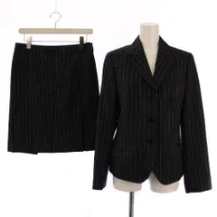 ポールスミス ブラック Paul Smith BLACK スーツ セットアップ 上下 テーラードジャケット 総裏地 シングル 3B タイトスカート ひざ丈 ストライプ柄 42 40 黒 紫 /BM
