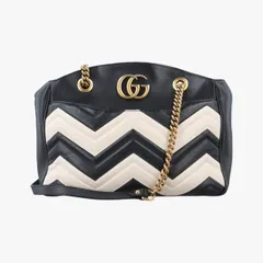 グッチGucciGGマーモント ブラック×ホワイト レザー 443501 F020993236